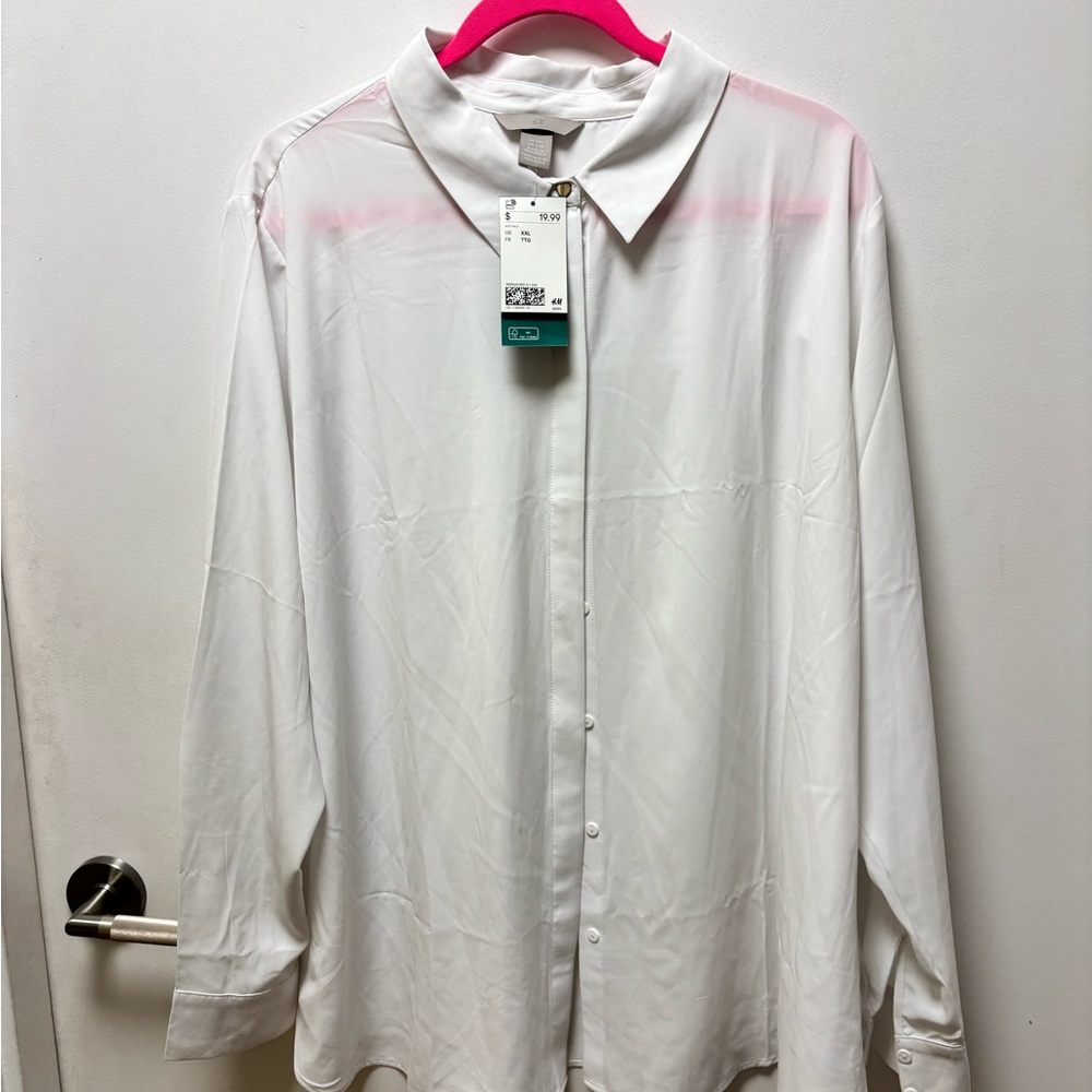 H&M White Casual Button Down Shirt